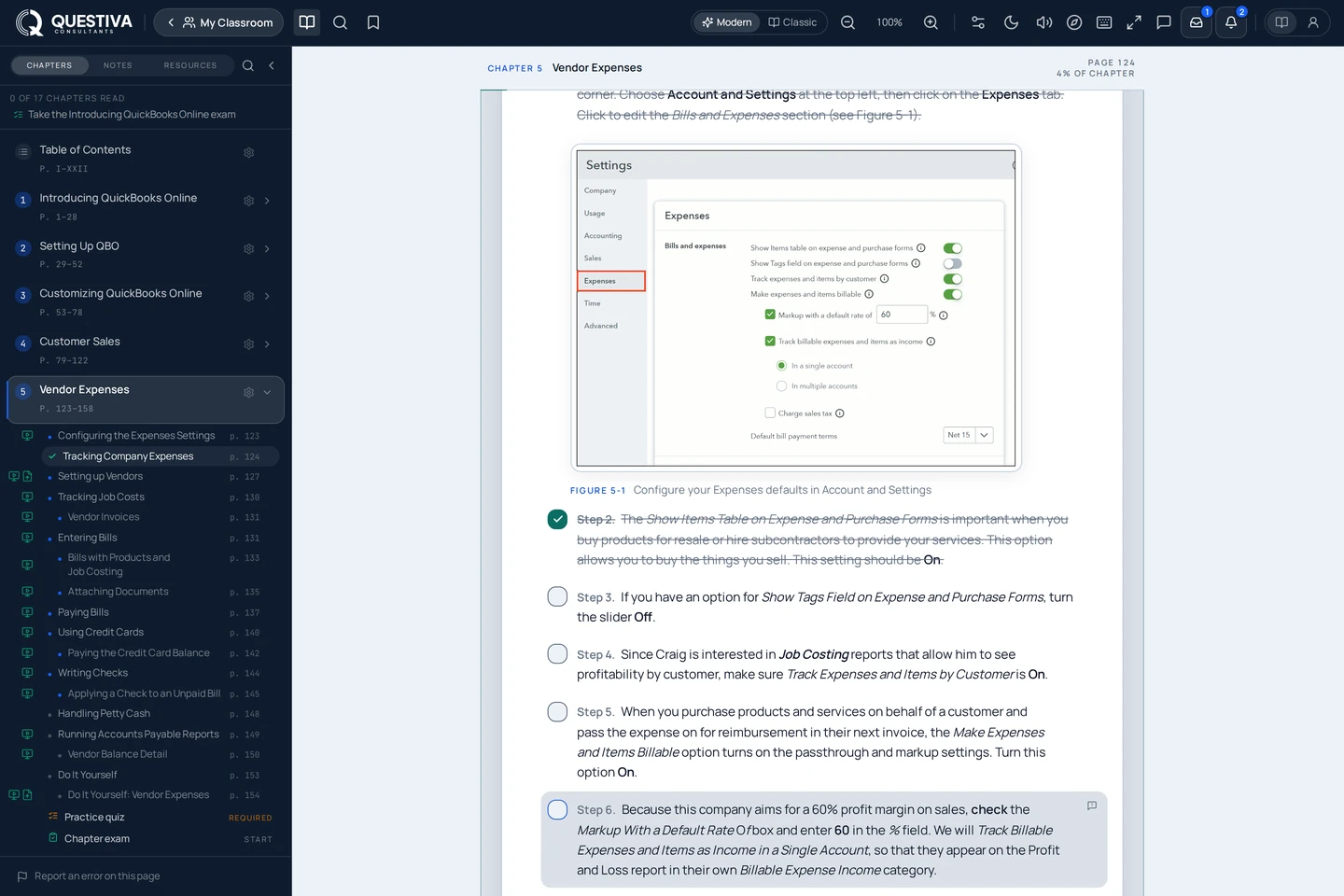 The reader beside QuickBooks Online: a chapter’s hands-on steps, ticked off one by one