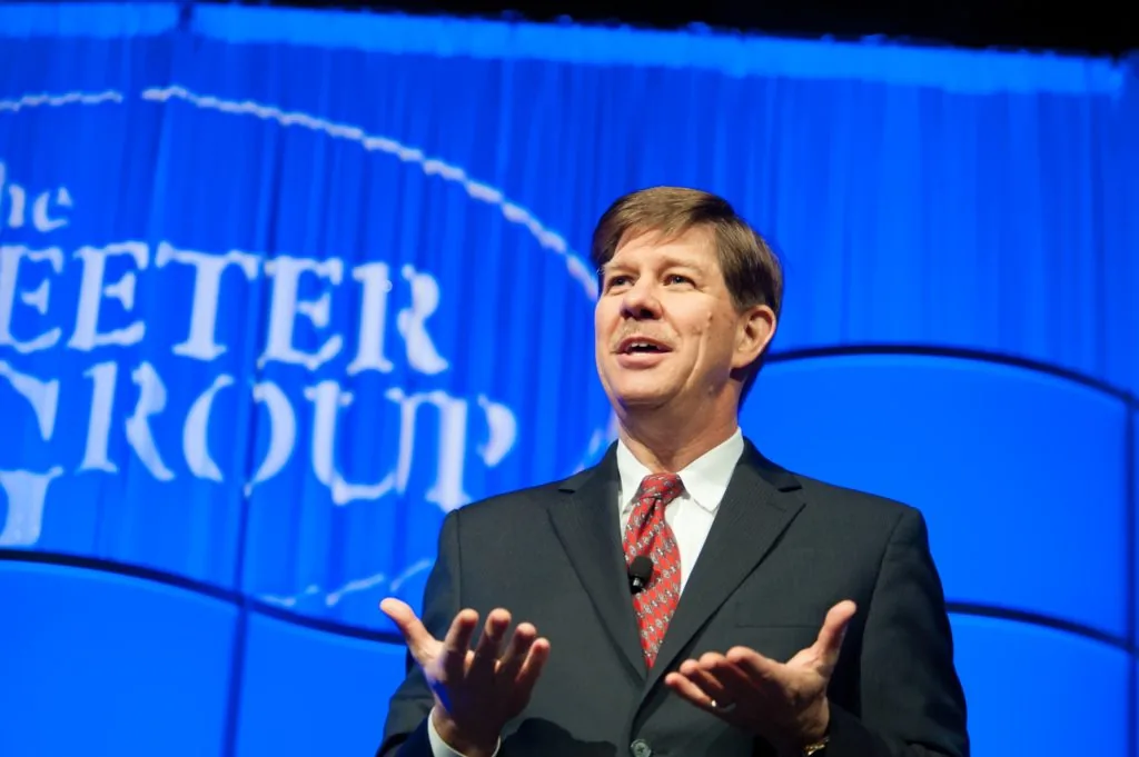 Doug Sleeter giving the keynote at The Sleeter Group’s conference